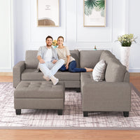 Furnistra Orisfur Modular L-Shaped Sectional Sofa with Storage Ottoman USA