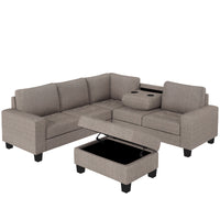 Furnistra Orisfur Modular L-Shaped Sectional Sofa with Storage Ottoman USA