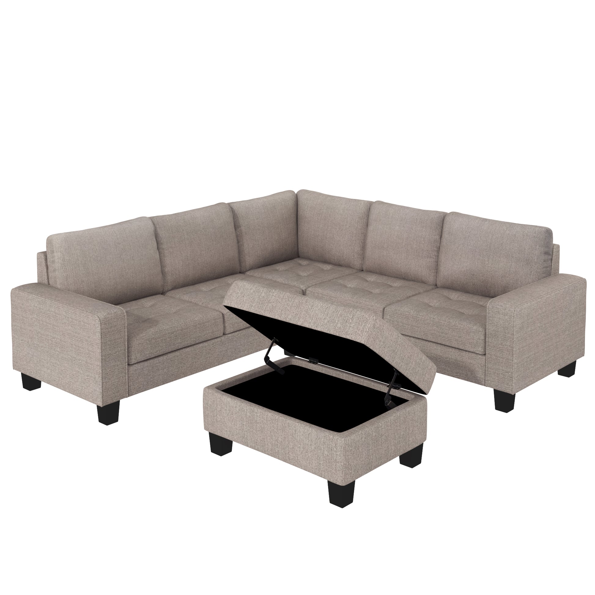 Furnistra Orisfur Modular L-Shaped Sectional Sofa with Storage Ottoman USA