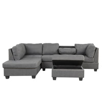 Furnistra Reversible L-Shaped Sectional Sofa with Storage Ottoman USA