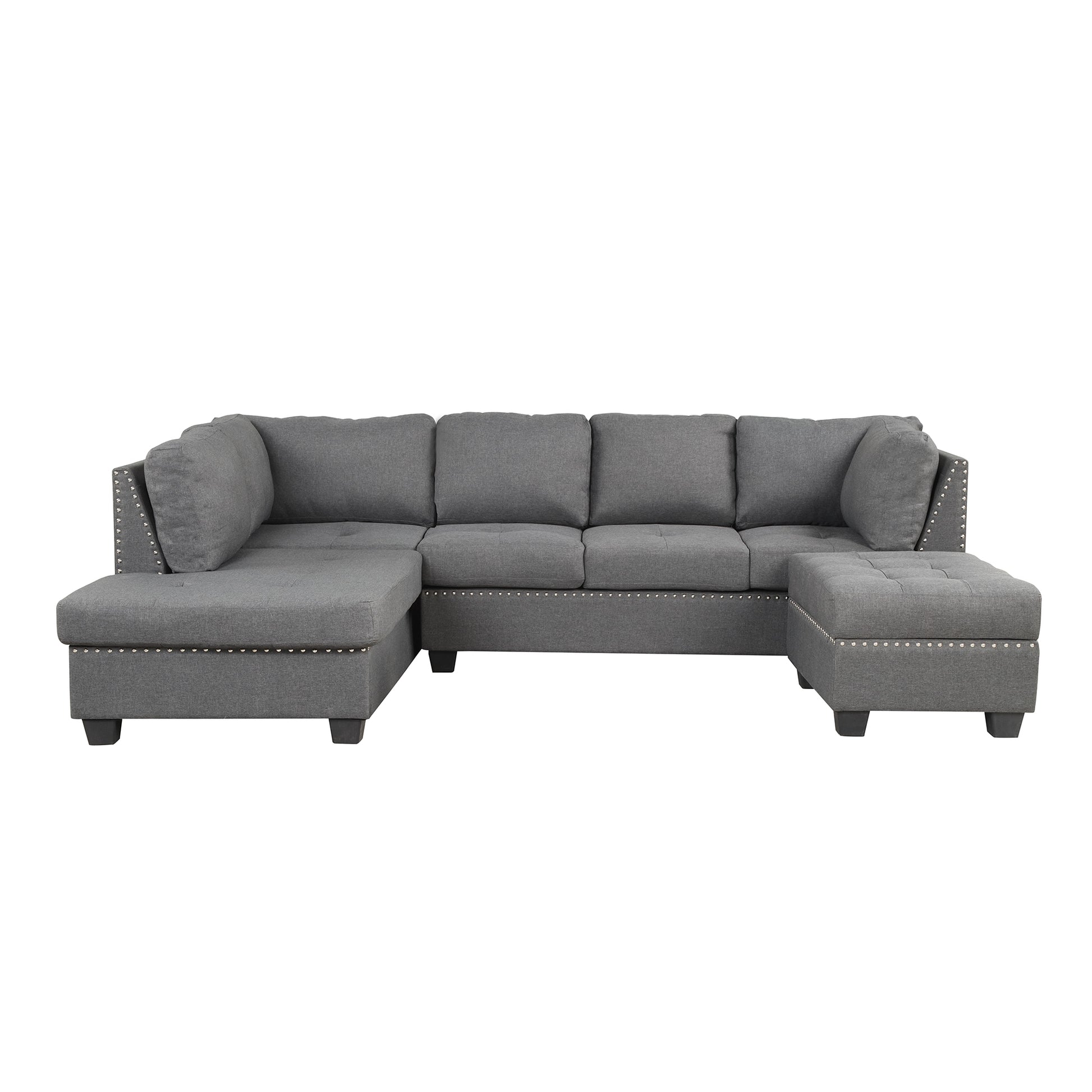 Furnistra Reversible L-Shaped Sectional Sofa with Storage Ottoman USA