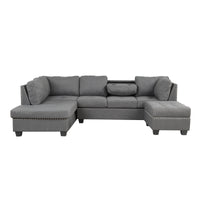 Furnistra Reversible L-Shaped Sectional Sofa with Storage Ottoman USA