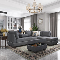 Furnistra Reversible L-Shaped Sectional Sofa with Storage Ottoman USA