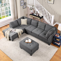 Furnistra Reversible L-Shaped Sectional Sofa with Storage Ottoman USA