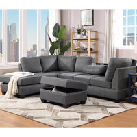 Furnistra Reversible L-Shaped Sectional Sofa with Storage Ottoman USA