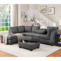 Furnistra Reversible L-Shaped Sectional Sofa with Storage Ottoman USA