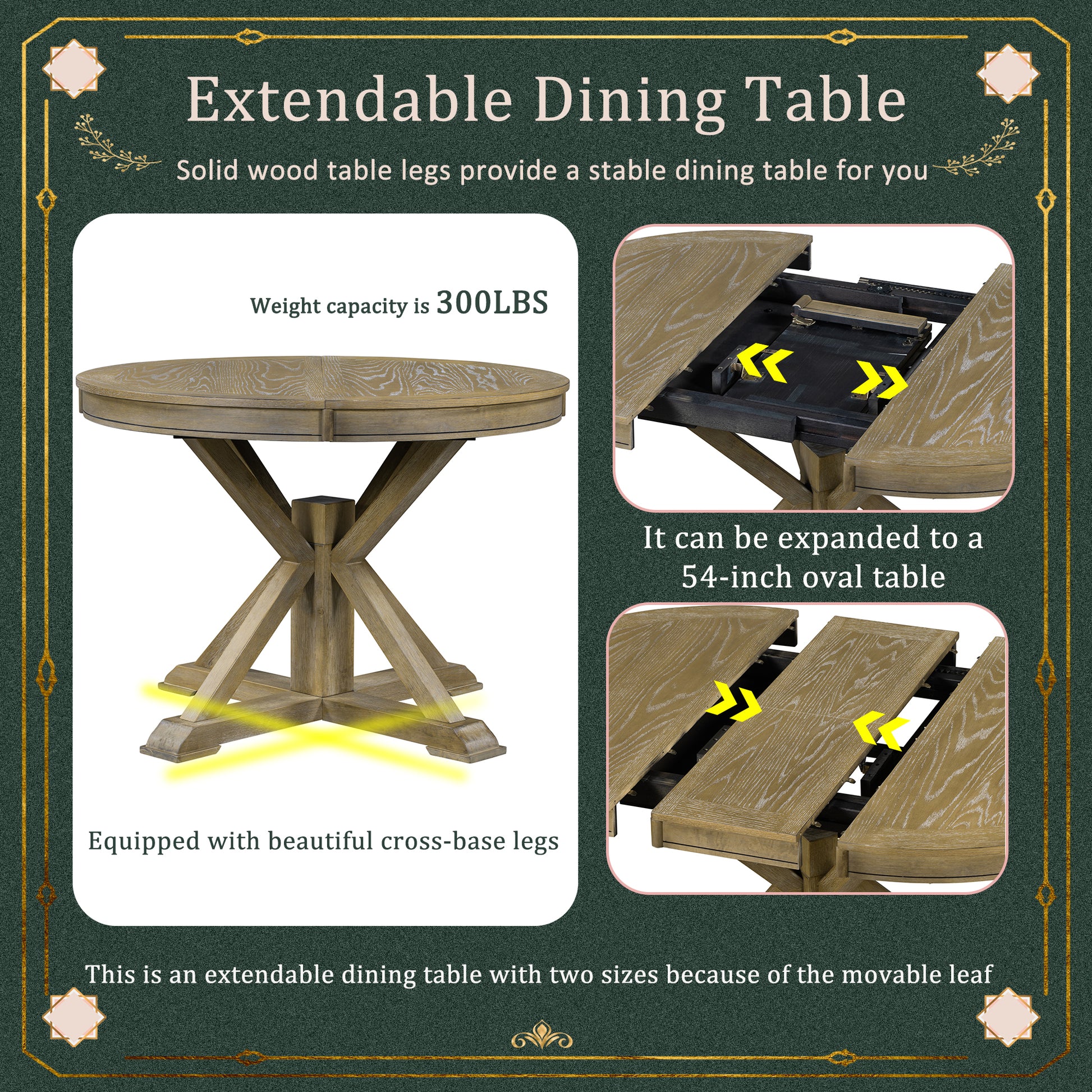 Furnistra Rustic Extendable Dining Table with 12 Leaf USA