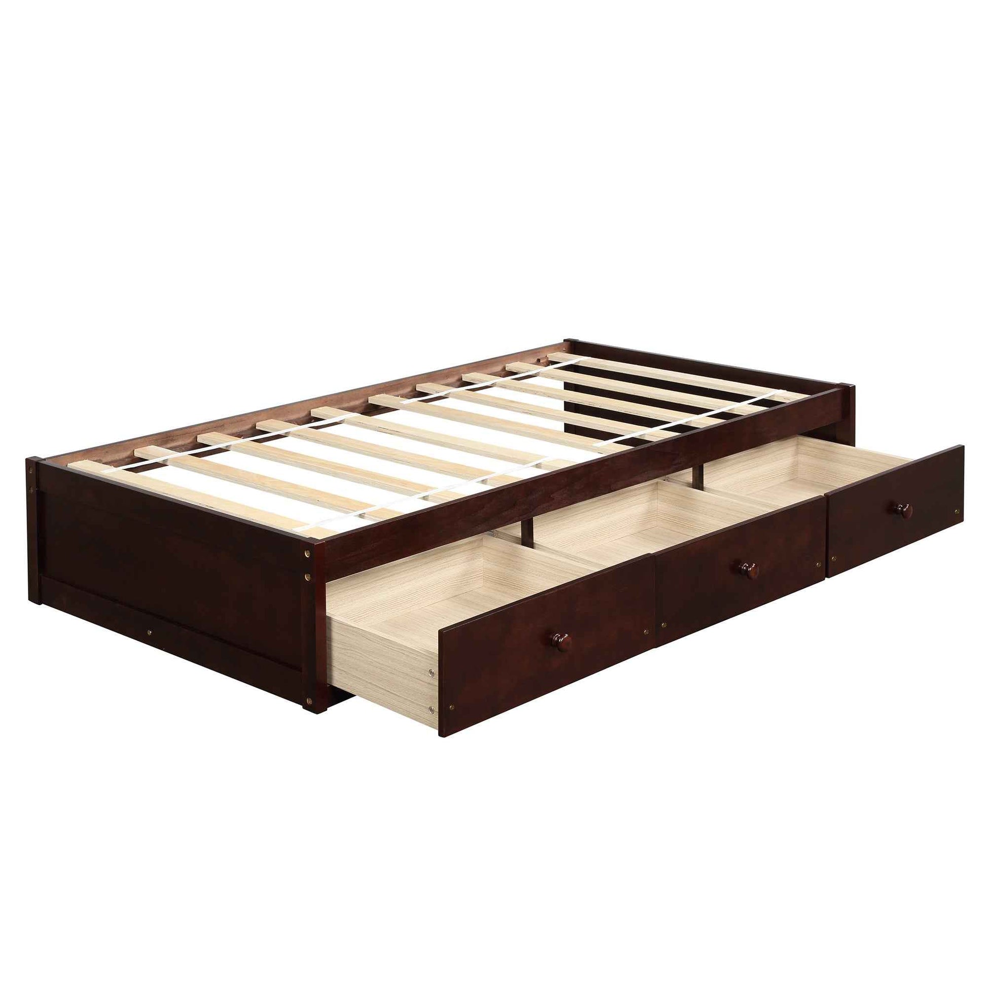 Furnistra Twin Size Platform Storage Bed with 3 Drawers- USA