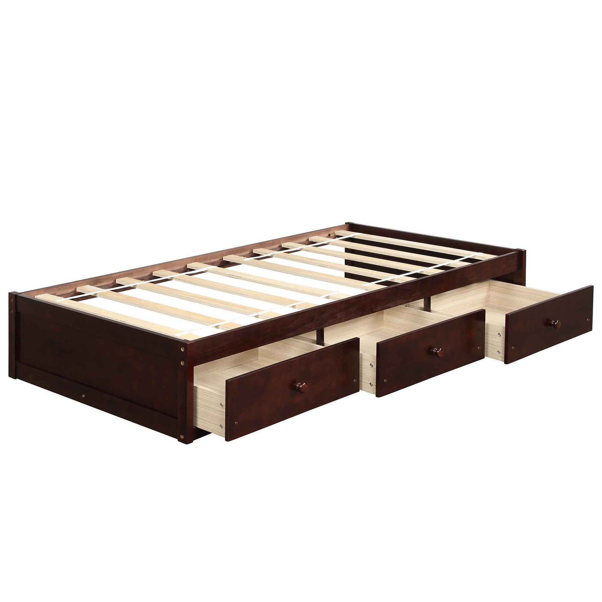 Furnistra Twin Size Platform Storage Bed with 3 Drawers- USA