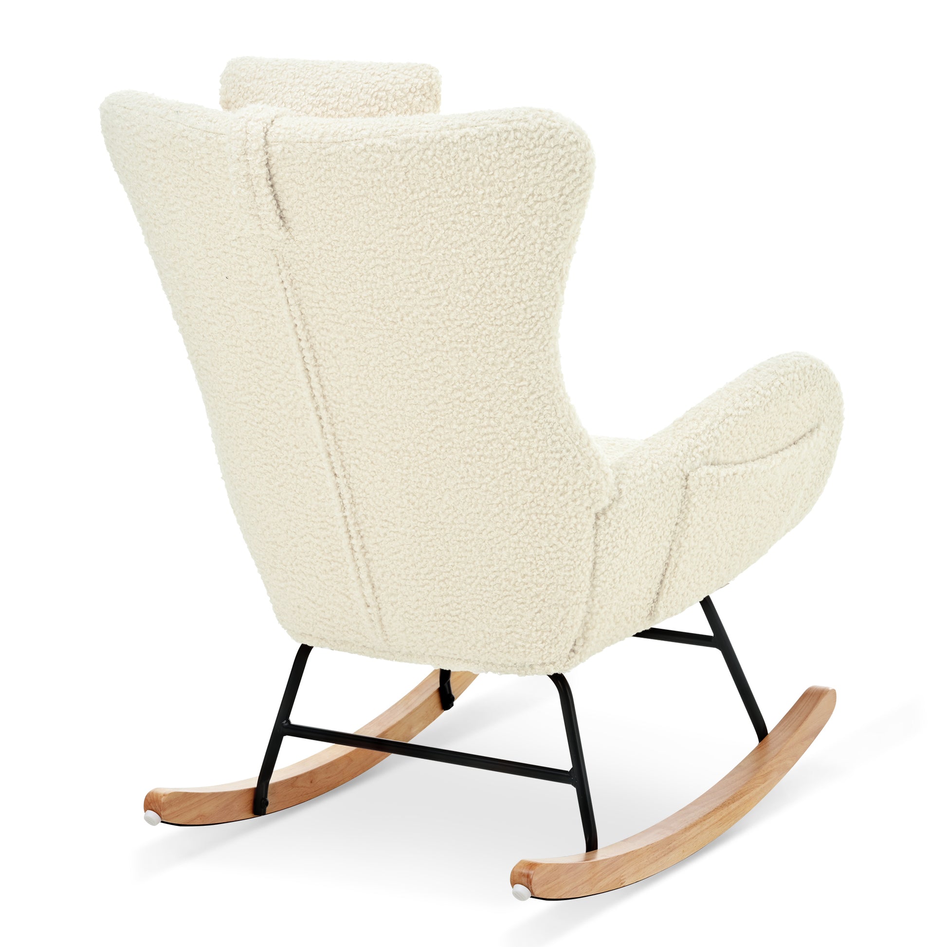 Furnistras Plush Upholstered Rocking Chair - Cozy Nursery Glider with Adjustable Headrest USA