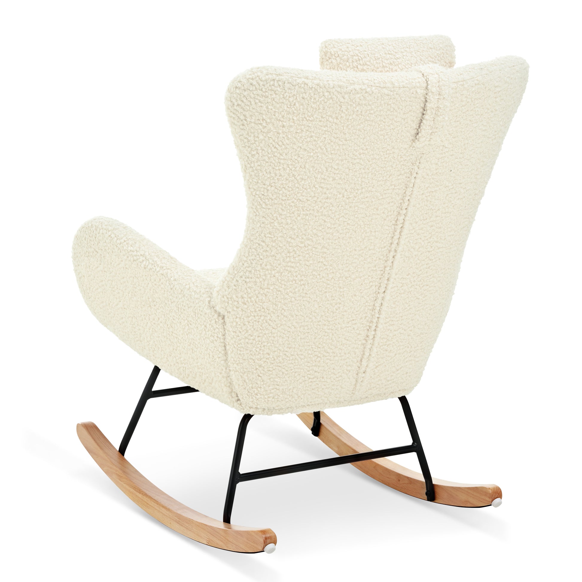 Furnistras Plush Upholstered Rocking Chair - Cozy Nursery Glider with Adjustable Headrest USA