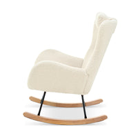 Furnistras Plush Upholstered Rocking Chair - Cozy Nursery Glider with Adjustable Headrest USA