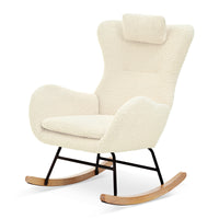 Furnistras Plush Upholstered Rocking Chair - Cozy Nursery Glider with Adjustable Headrest USA