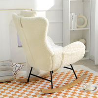 Furnistras Plush Upholstered Rocking Chair - Cozy Nursery Glider with Adjustable Headrest USA