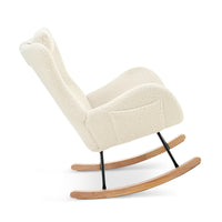 Furnistras Plush Upholstered Rocking Chair - Cozy Nursery Glider with Adjustable Headrest USA