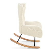 Furnistras Plush Upholstered Rocking Chair - Cozy Nursery Glider with Adjustable Headrest USA