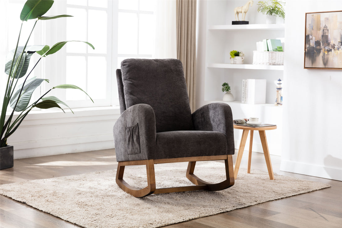 Furnistras Relaxing Rocking Chair in Dark Gray Linen USA