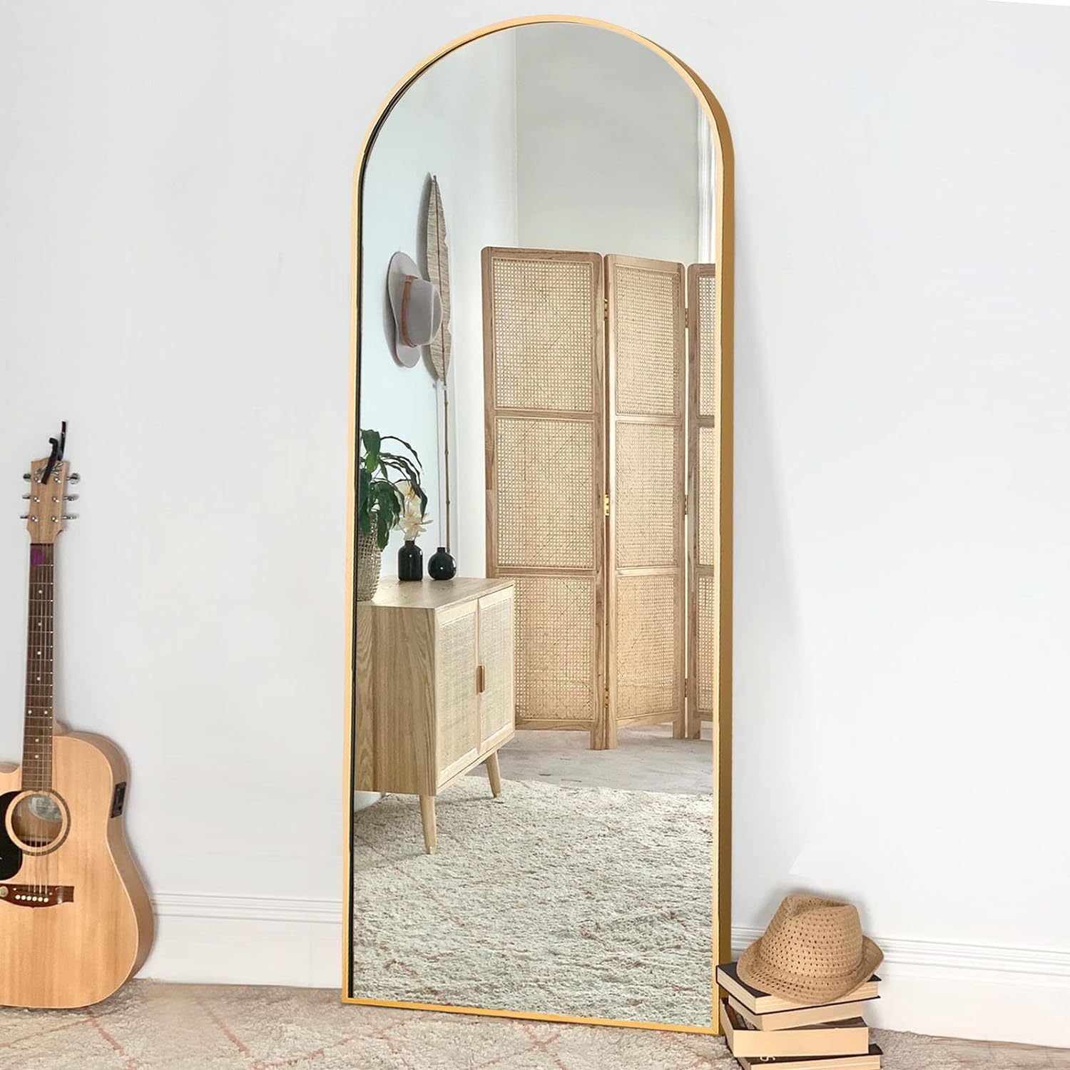 Gold Arch Stand Full Length Mirror - 65x22 Inch Decorative Wall Mirror USA