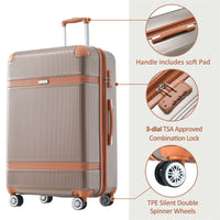 Hardshell Luggage Sets - 3 Piece Lightweight Suitcase with TSA Lock and Spinner Wheels USA