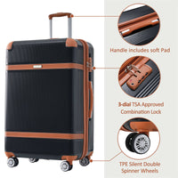 Hardshell Luggage Sets 3 Piece double spinner 8 wheels Suitcase with TSA Lock Lightweight 202428 USA