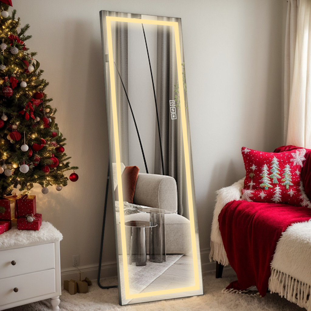 LED Full Length Mirror with Lights - Stylish Standing Giant Floor Mirror for Bedroom USA