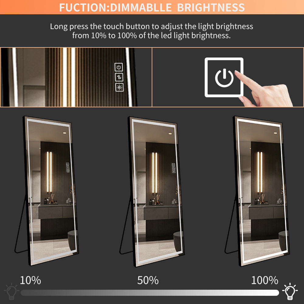 LED Full Length Mirror with Lights - Stylish Standing Giant Floor Mirror for Bedroom USA