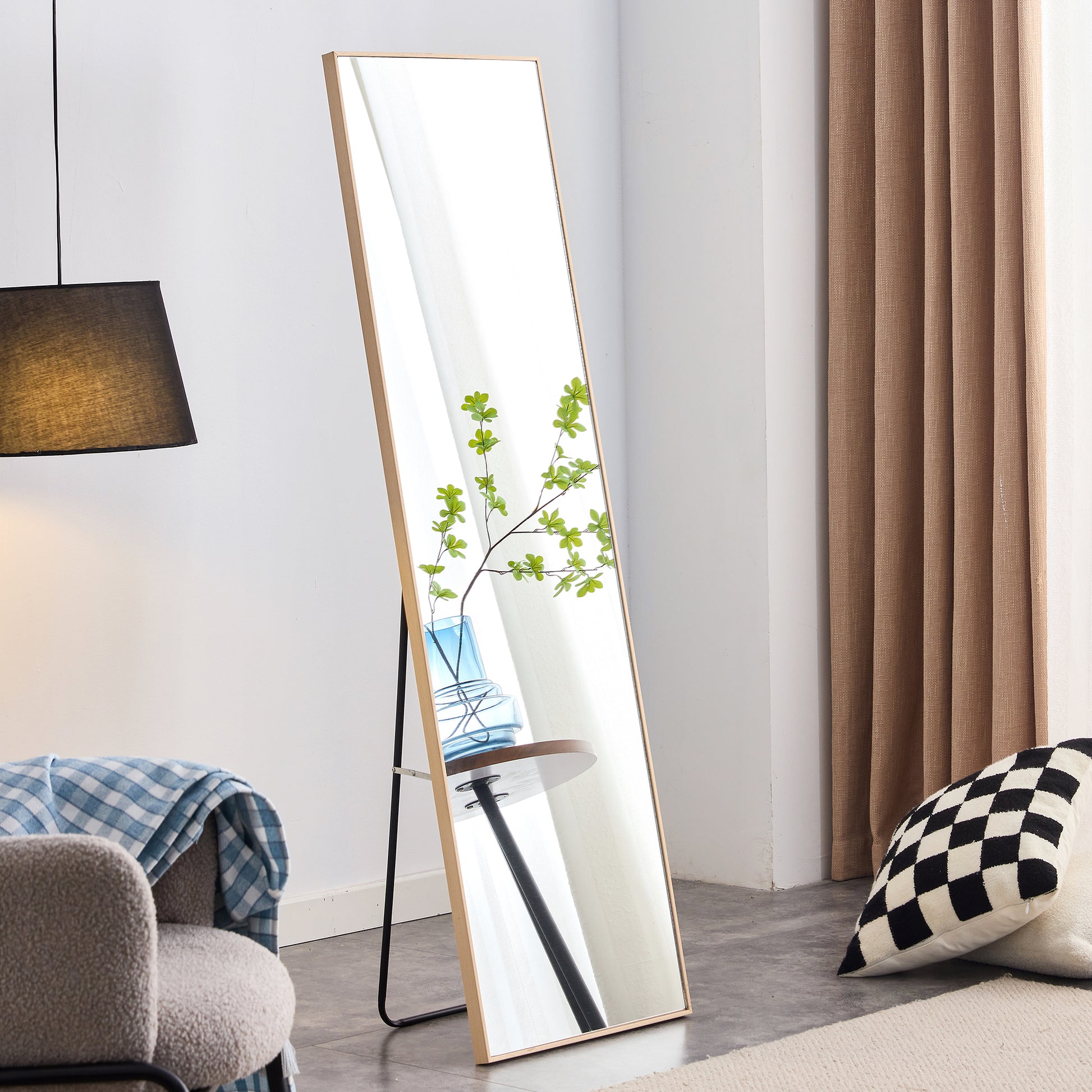 Light Oak Full Length Decorative Wall Mirror - 60 x 17.3 USA