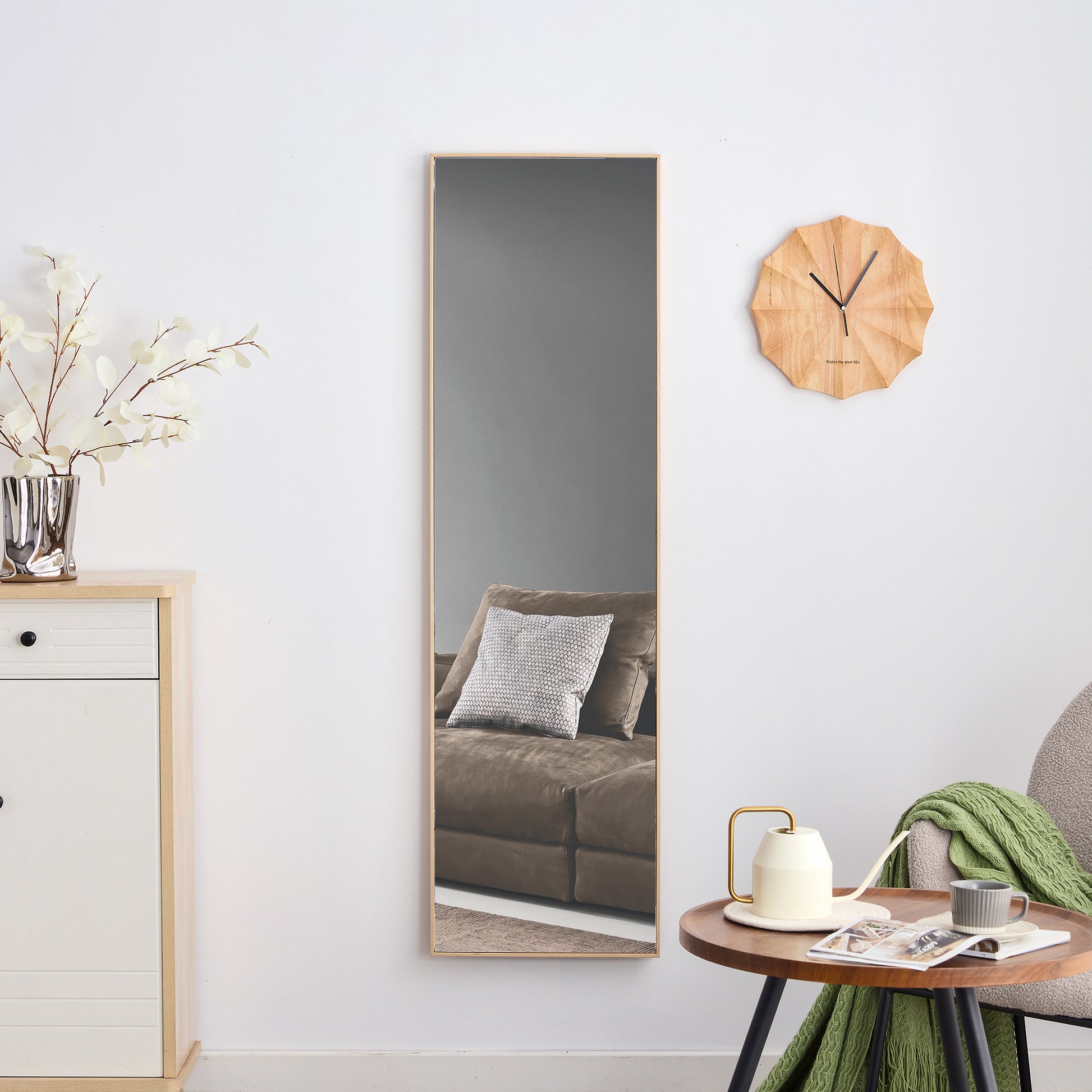 Light Oak Full Length Decorative Wall Mirror - 60 x 17.3 USA