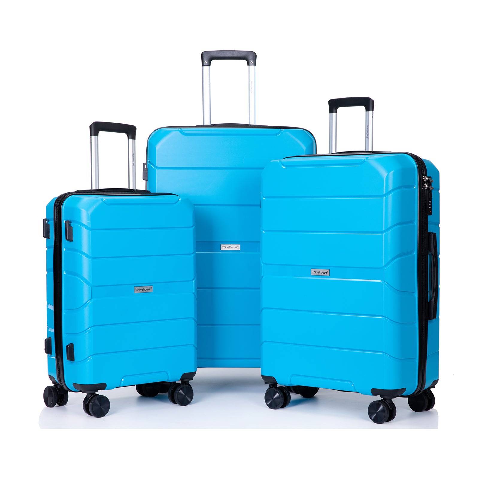 Lightweight Hardshell Luggage Sets with Spinner Wheels - Sky Blue USA