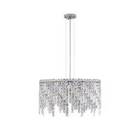 Luxurious 24-Inch Round Chrome and Crystal Chandelier USA