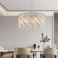 Luxurious 24-Inch Round Chrome and Crystal Chandelier USA