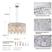 Luxurious 24-Inch Round Chrome and Crystal Chandelier USA