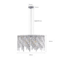 Luxurious 24-Inch Round Chrome and Crystal Chandelier USA