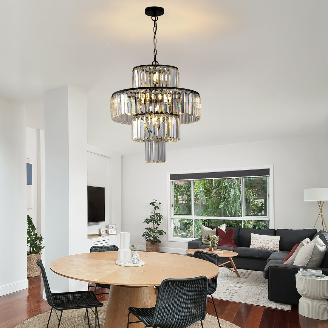 Luxurious 4-Tier Modern Crystal Chandelier for Dining Room USA