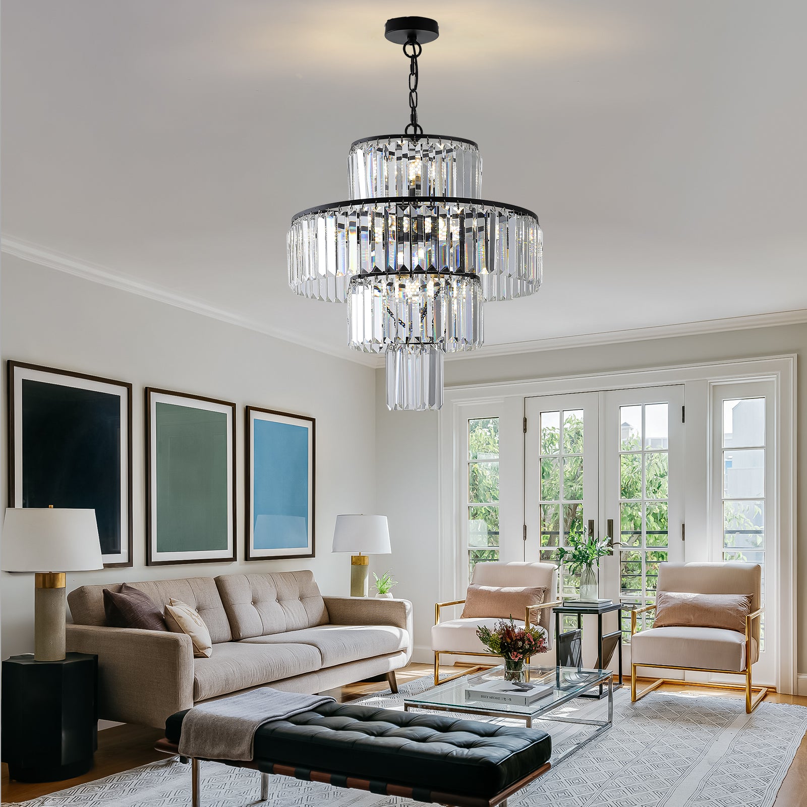 Luxurious 4-Tier Modern Crystal Chandelier for Dining Room USA