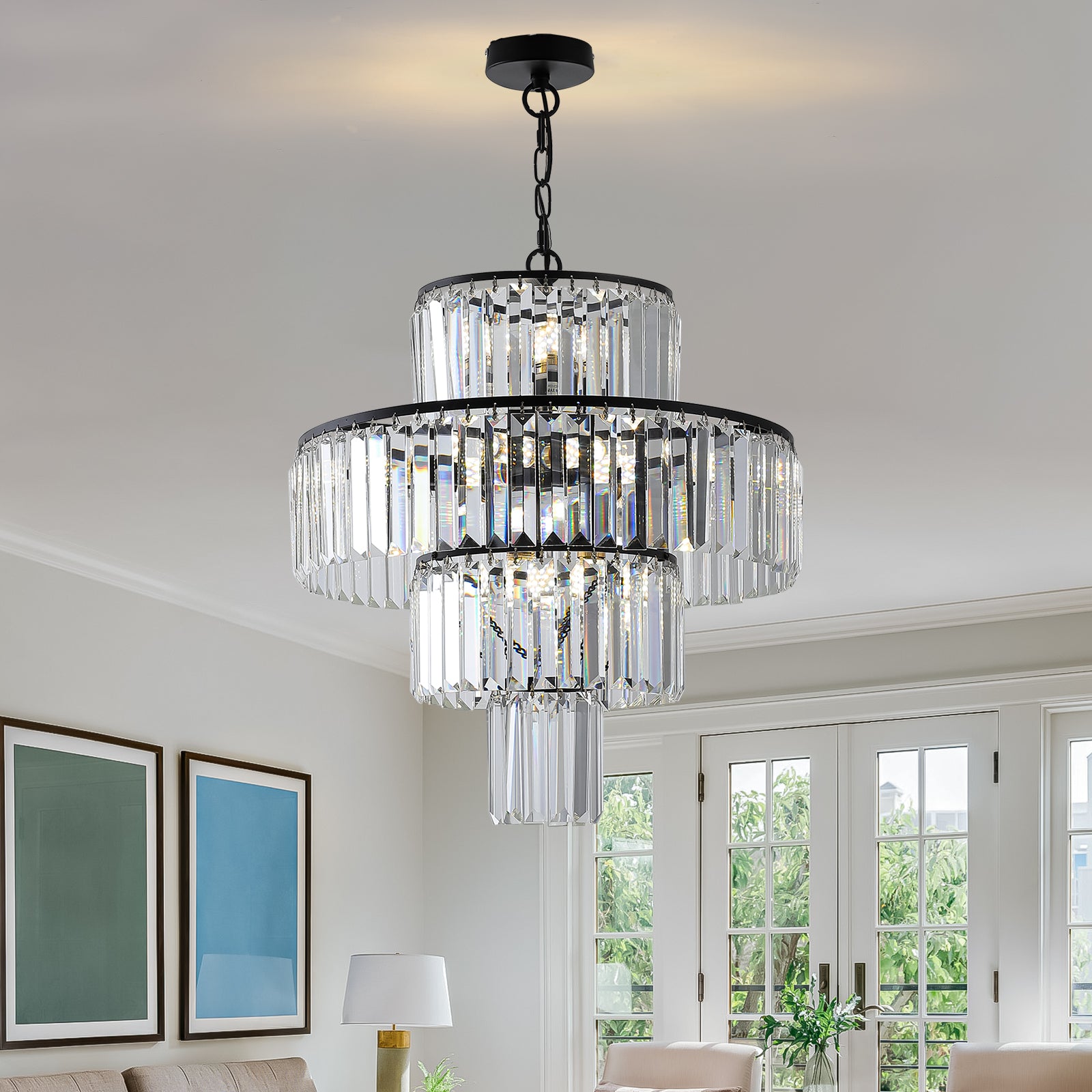 Luxurious 4-Tier Modern Crystal Chandelier for Dining Room USA