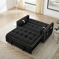 Luxurious Contemporary Black Velvet Convertible Sectional Sofa Bed USA