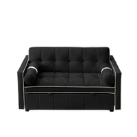 Luxurious Contemporary Black Velvet Convertible Sectional Sofa Bed USA