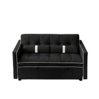 Luxurious Contemporary Black Velvet Convertible Sectional Sofa Bed USA