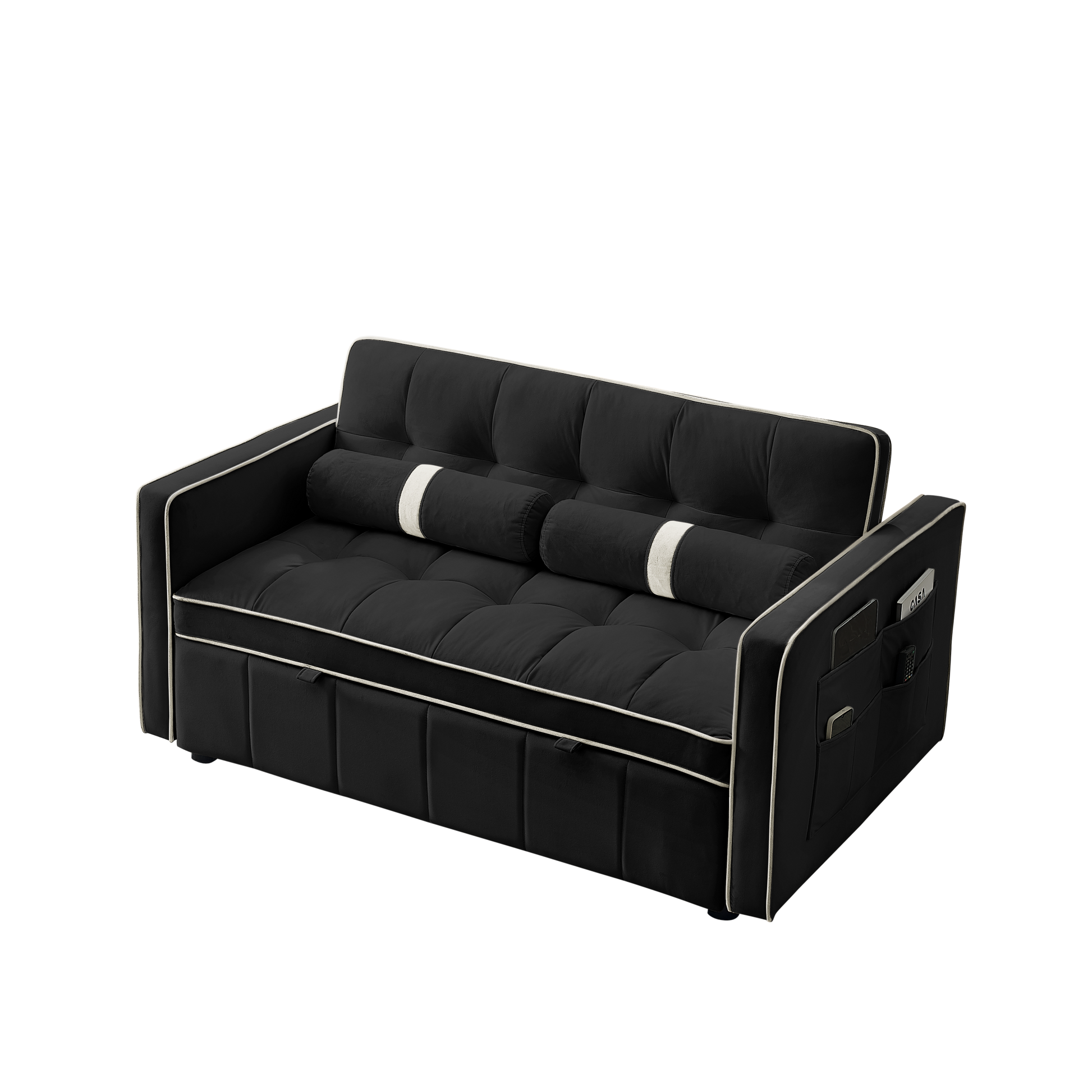 Luxurious Contemporary Black Velvet Convertible Sectional Sofa Bed USA