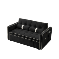 Luxurious Contemporary Black Velvet Convertible Sectional Sofa Bed USA