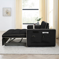 Luxurious Contemporary Black Velvet Convertible Sectional Sofa Bed USA