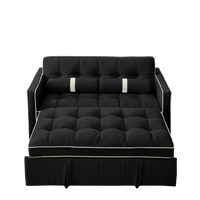 Luxurious Contemporary Black Velvet Convertible Sectional Sofa Bed USA