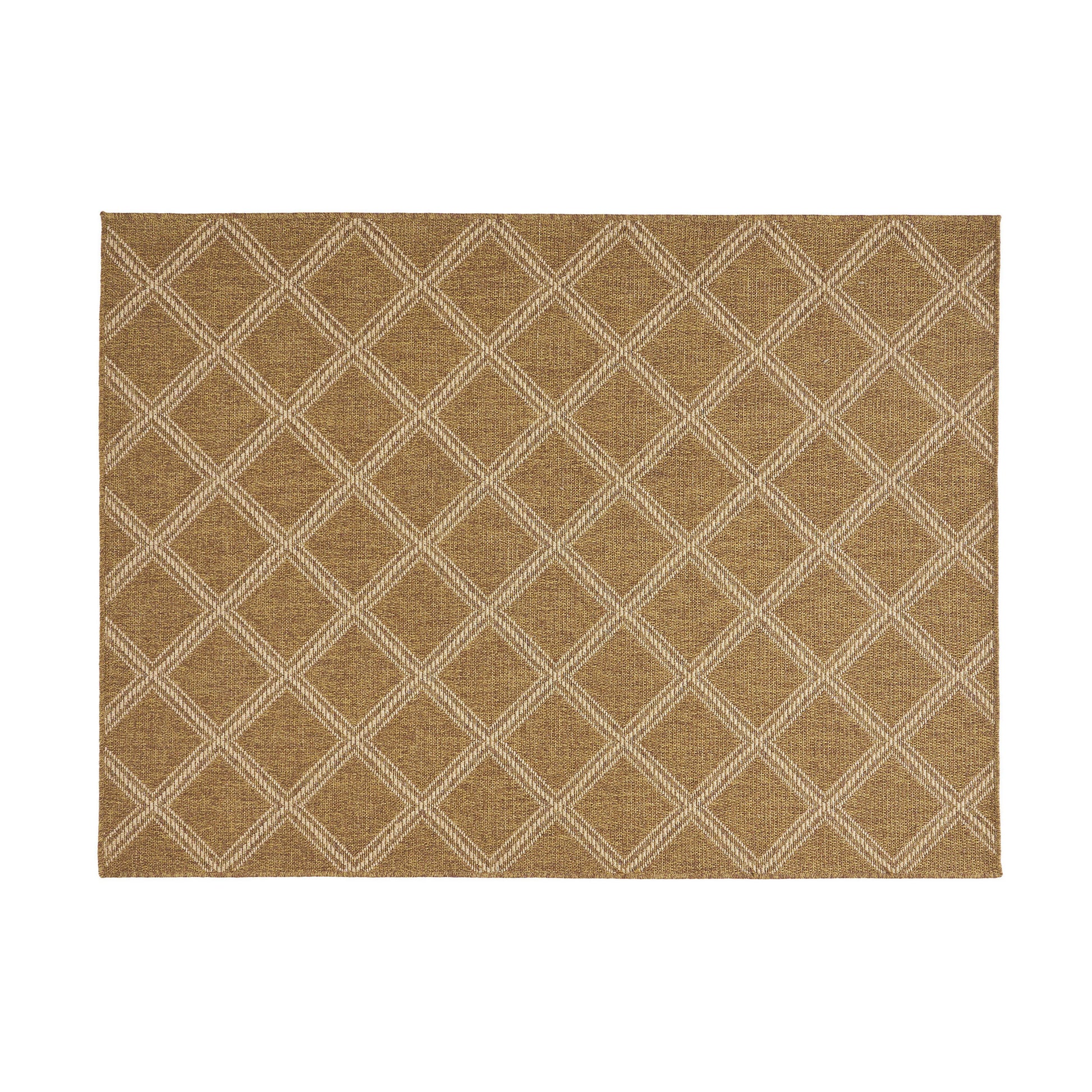 Luxurious Hand-Woven Indoor Outdoor Area Rug - Natural Tan Diamond Pattern USA