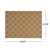 Luxurious Hand-Woven Indoor Outdoor Area Rug - Natural Tan Diamond Pattern USA