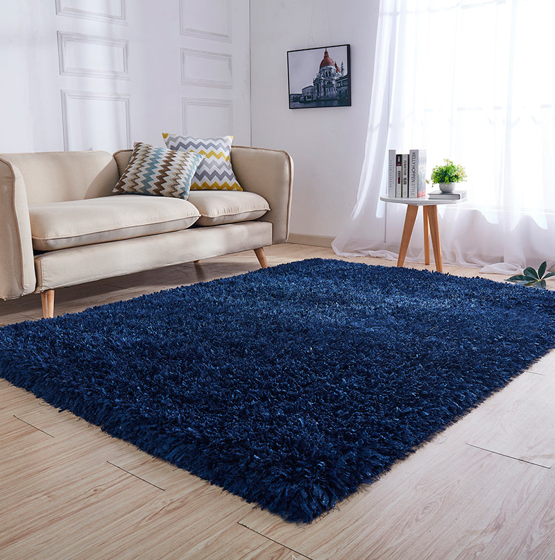 Luxurious Shaggy Area Rug - Navy Blue Plush Carpet for Living Room USA