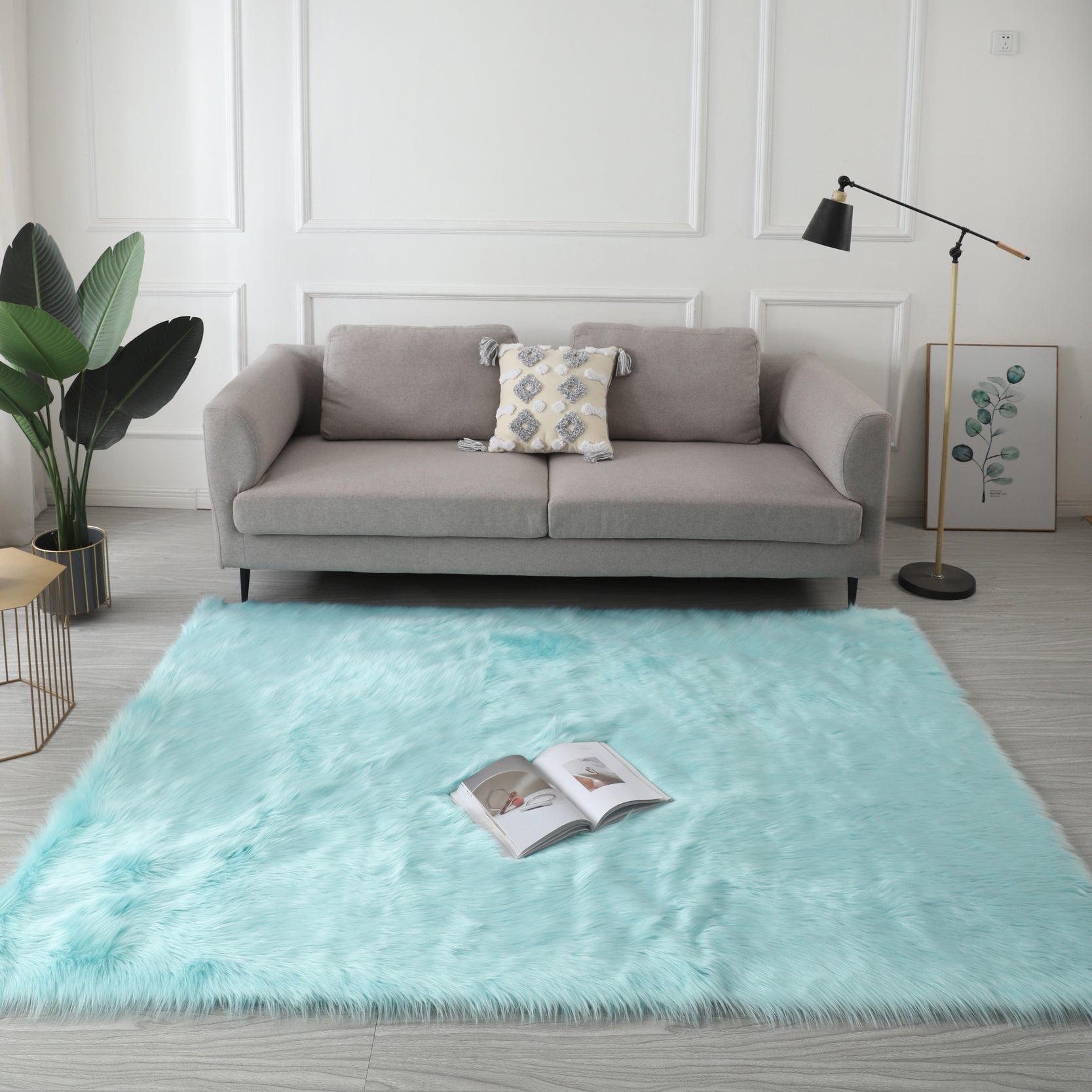 Luxurious Shaggy Turquoise Soft Area Rug for Living Room USA