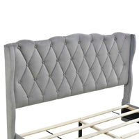 Luxurious Upholstered Platform Bed with Tufted Headboard and Storage Drawers