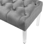 Luxurious Velvet Bench with Acrylic Legs - Gray USA