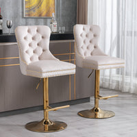 Luxurious Velvet Swivel Bar Stools with Adjustable Height USA